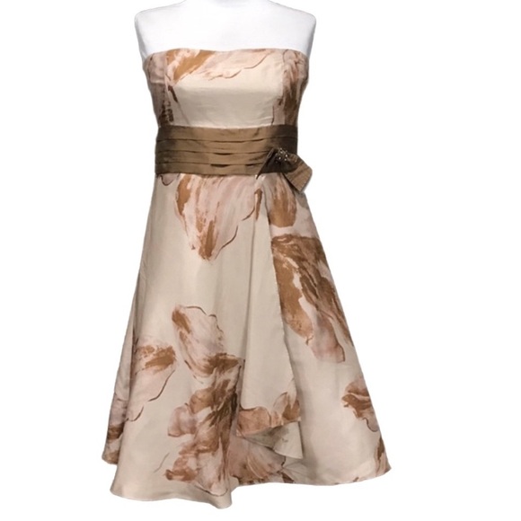 Anthropology Watercolored Strapless Silk Dress Size 6 Petite - Picture 1 of 8